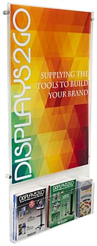 24 X 36 Wall Acrylic Sign Holder, 4"/8.5"w, 3-5 Pockets, Silver Standoffs - Clear