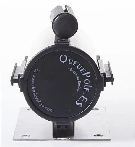 QueuePole.Economy Wall Mounted Retractable 7' Stanchion Belt - Black & Silver 5 QueuePole.Economy Wall Mounted Retractable 7' Stanchion Belt - Black & Silver - Image 3