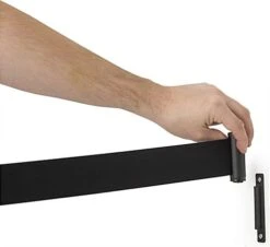 QueuePole.Economy Wall Mounted Retractable 7' Stanchion Belt - Black -LuxeDisplay Shop wmstc25bk1.ra6 preview