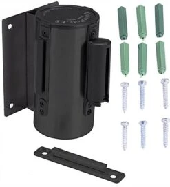 QueuePole.Economy Wall Mounted Retractable 7' Stanchion Belt - Black -LuxeDisplay Shop wmstc25bk1.ra7 preview