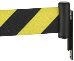 QueuePole.Economy Wall Mounted 8’ Stanchion Belt – Yellow & Black Diagonal Stripe -LuxeDisplay Shop wmstc25by1.ra5 . preview