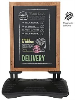 24 X 30 Write-On Board Sidewalk Sign, Magnetic, Double-Sided, Water-Fill Base - Wood -LuxeDisplay Shop womcss2430.ra1 preview