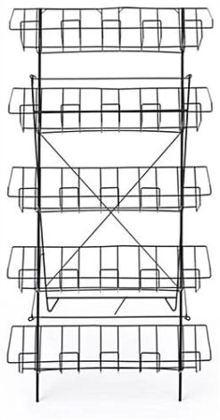 5-Tiered Wire Literature Floor Stand, Open Shelves, Sign Clip, 22.5 X 44.5 - Black 12 5-Tiered Wire Literature Floor Stand, Open Shelves, Sign Clip, 22.5 X 44.5 - Black -LuxeDisplay Shop wrf5t23 .ra3 preview