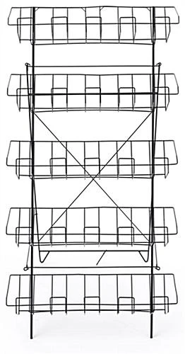 5-Tiered Wire Literature Floor Stand, Open Shelves, Sign Clip, 22.5 X 44.5 - Black 6 5-Tiered Wire Literature Floor Stand, Open Shelves, Sign Clip, 22.5 X 44.5 - Black - Image 4