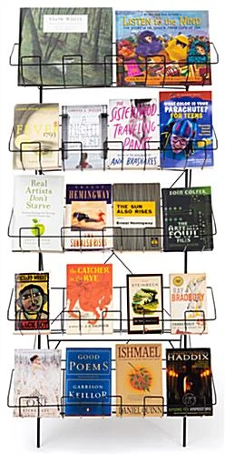 5-Tiered Wire Literature Floor Stand, Open Shelves, Sign Clip, 22.5 X 44.5 - Black 5 5-Tiered Wire Literature Floor Stand, Open Shelves, Sign Clip, 22.5 X 44.5 - Black - Image 3
