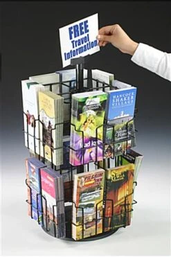 2-Tiered Wire Brochure Rack, Tabletop, Rotating, 16 Pockets Fit 4x9 Pamphlets - Black -LuxeDisplay Shop wscb216.ra2 preview