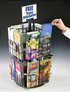 2-Tiered Wire Brochure Rack, Tabletop, Rotating, 16 Pockets Fit 4x9 Pamphlets - Black -LuxeDisplay Shop wscb216.ra3 preview