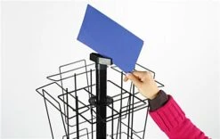 8-Tiered Metal Wire Magazine Floor Stand, 8.5"w, 16 Pockets, Rotating, Header - Black 8 8-Tiered Metal Wire Magazine Floor Stand, 8.5"w, 16 Pockets, Rotating, Header - Black -LuxeDisplay Shop wsfm416pb.ra2 preview