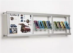 24 X 18 Wall Poster Frame With Literature Shelves, 4"/8.5"w, 4-8 Pockets Silver