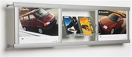 (2) 24 X 18 Wall Poster Frames With Literature Holder, 4"/8.5"w, 2-4 Pockets - Silver 3 (2) 24 X 18 Wall Poster Frames With Literature Holder, 4"/8.5"w, 2-4 Pockets - Silver