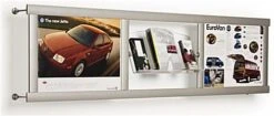 24 X 18 Wall Poster Frame With Literature Shelves, 4"/8.5"w, 2-4 Pockets - Silver