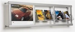 24 X 18 Wall Poster Frame With Literature Holder, 4"/8.5"w, 4-8 Pockets - Silver
