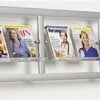 Metal Literature Wall Rack, 4"/8.5"w, 6-12 Clear Pockets - Silver