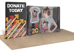 12.5' Trade Show Booth, Custom Graphics, 1 Curved Backdrop & 1 Banner Stand, Portable