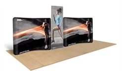 18.5' Trade Show Display W/ 3 Backdrops, Custom Graphics, 4 LED Spotlights, Portable