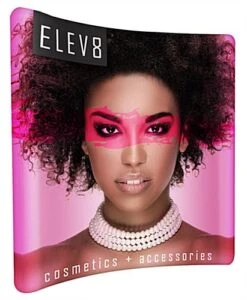 7.5' Trade Show Display With Custom Graphics, Curved, 2 LED Spotlights, Portable