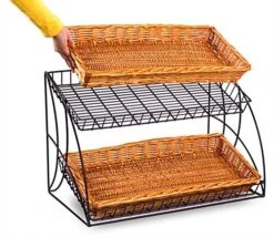 Tiered Wire Rack W/ 2 Wicker Baskets - Black 7 Tiered Wire Rack W/ 2 Wicker Baskets - Black -LuxeDisplay Shop wwb2t25bk.ra2 preview