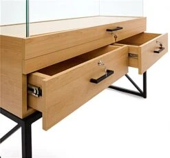 45" Glass Display Case With Locking Drawers, Frameless, Ships Assembled - Wood Grain -LuxeDisplay Shop xdcp2n.ra5 preview