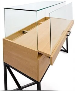 45" Glass Display Case With Locking Drawers, Frameless, Ships Assembled - Wood Grain -LuxeDisplay Shop xdcp2n.ra6 preview