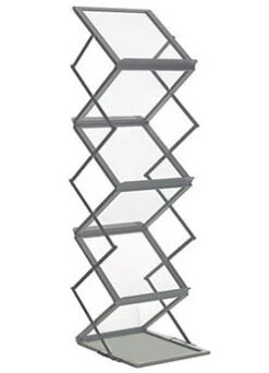 5-Pocket Portable Lit Floor Stand W/ Soft Case, 2-Sided, Adjustable, 18"w - Silver